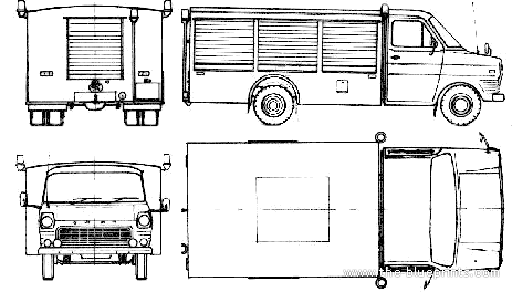 Грузовик Ford E Transit 160 Fire Truck (1964) - чертежи, габариты, рисунки
