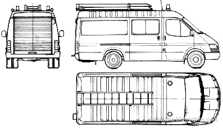 Грузовик Ford E Transit FT190 Fire Truck (1986) - чертежи, габариты, рисунки