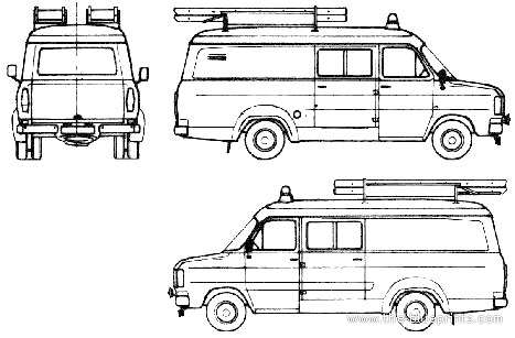 Грузовик Ford E Transit Fire Truck (1979) - чертежи, габариты, рисунки
