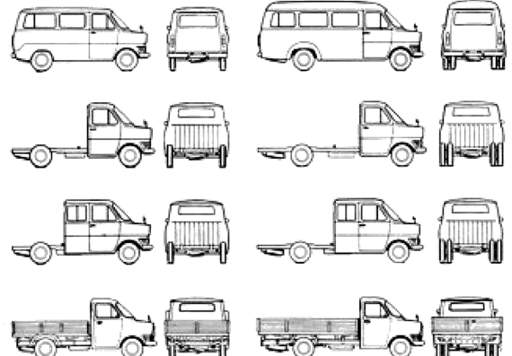 Грузовик Ford E Transit Mk. I (1976) - чертежи, габариты, рисунки