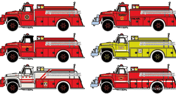 Грузовик Ford F-850 Fire Truck - чертежи, габариты, рисунки
