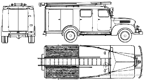 Грузовик Ford FK 2000 Fire Truck (1952) - чертежи, габариты, рисунки