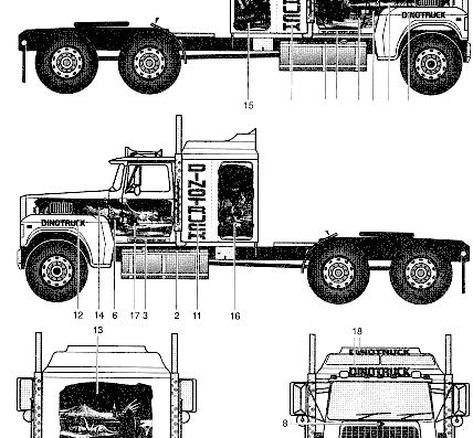 Ford LTL 9000 truck - drawings, dimensions, pictures