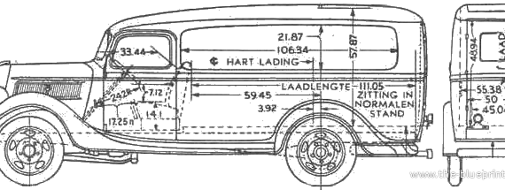Грузовик Ford Panel Truck (1937) - чертежи, габариты, рисунки