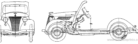 Ford Truck Junior Chassis (1937) - drawings, dimensions, pictures