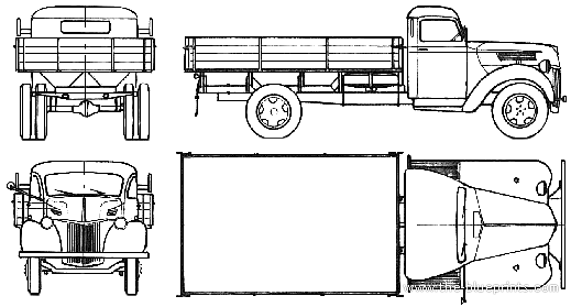 Грузовик Ford V 3000S (1948) - чертежи, габариты, рисунки