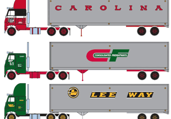 Грузовик Freightliner COE Semi-Trailer - чертежи, габариты, рисунки