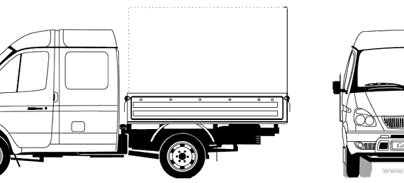 Грузовик GAZ-33023 (2006) - чертежи, габариты, рисунки