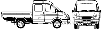 Грузовик GAZ-33023 GAZelle Truck (2008) - чертежи, габариты, рисунки