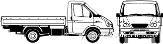 Грузовик GAZ-3302 GAZelle Truck (2008) - чертежи, габариты, рисунки