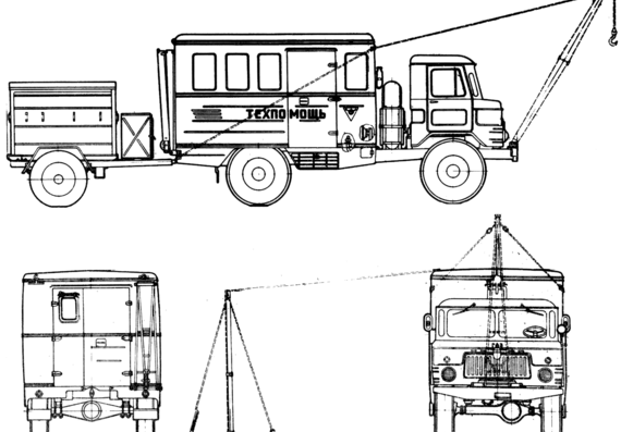 Грузовик GAZ-3903 - чертежи, габариты, рисунки