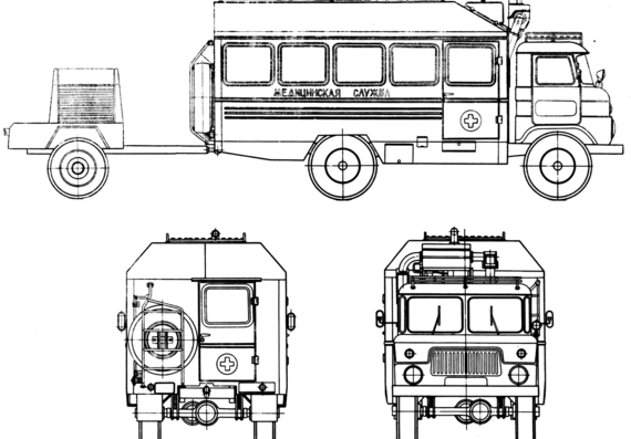 Грузовик GAZ-3952 - чертежи, габариты, рисунки