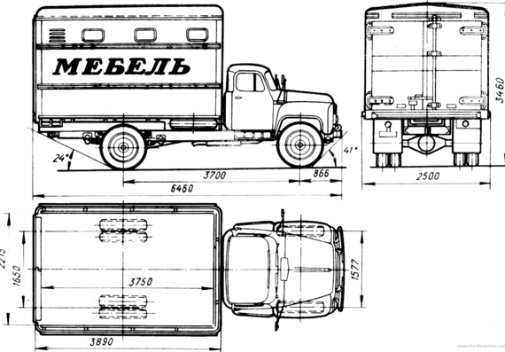 Грузовик GAZ-52-01 GZSA-893A - чертежи, габариты, рисунки