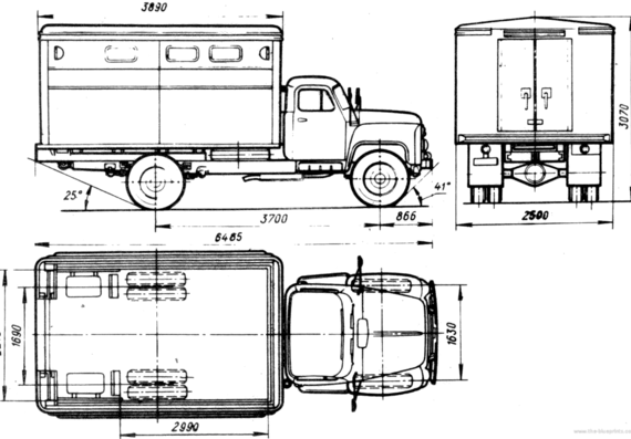 Грузовик GAZ-53A GZSA-949 - чертежи, габариты, рисунки