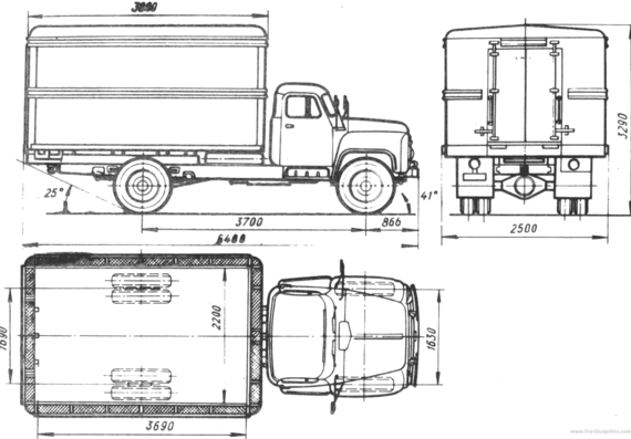 Грузовик GAZ-53A GZSA-950 - чертежи, габариты, рисунки