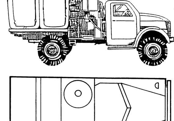 Truck GAZ-63 + Decontamination Apparatus DDA-53 - drawings, dimensions, figures