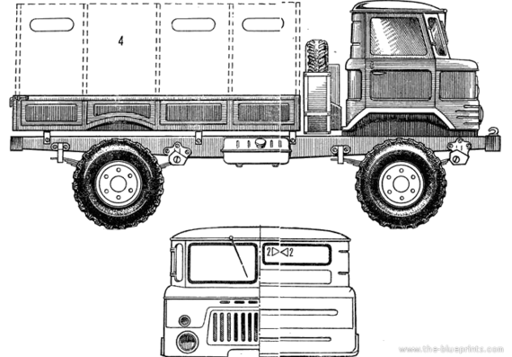 Грузовик GAZ-66 - чертежи, габариты, рисунки