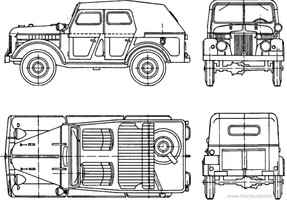 Грузовик GAZ-69A - чертежи, габариты, рисунки