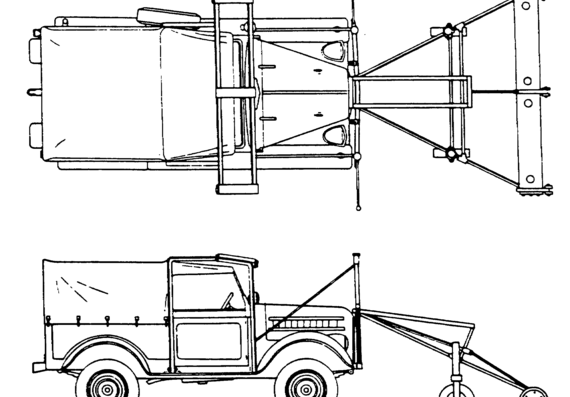 Truck GAZ-69 + DIM Mine Detector - drawings, dimensions, figures
