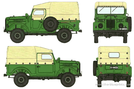 Грузовик GAZ 69(M) 4x4 - чертежи, габариты, рисунки