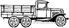 GAZ AAA 6x4 truck - drawings, dimensions, figures