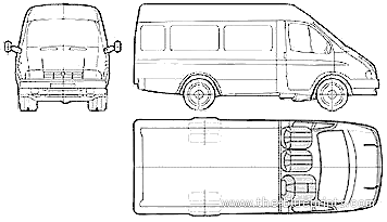 Грузовик GAZ Gazelle - чертежи, габариты, рисунки