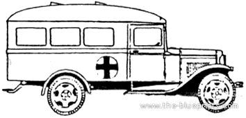 GAZ MM Ambulance truck - drawings, dimensions, pictures