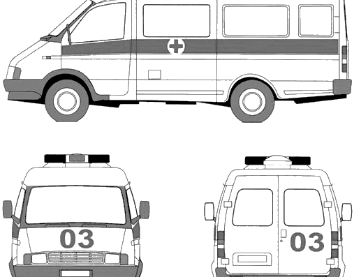 GAZ Sobol Ambulance truck - drawings, dimensions, pictures