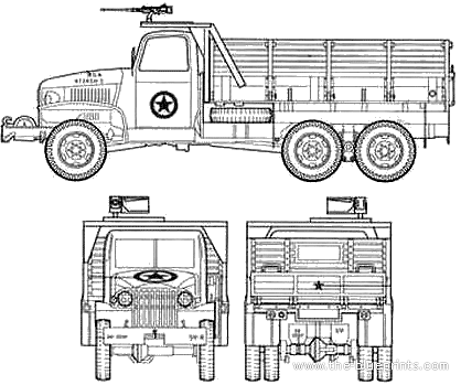Грузовик GMC CCKW-352 2.5 ton Cargo Truck - чертежи, габариты, рисунки