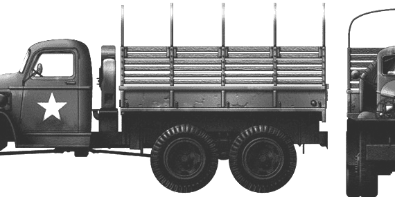 Грузовик GMC CCKW-352 6x6 2.5-ton - чертежи, габариты, рисунки