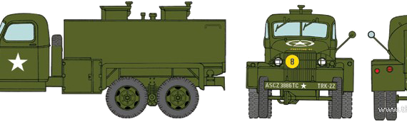 Truck GMC CCKW-353 2.5 ton 6x6 Water Tank (1944) - drawings, dimensions, figures