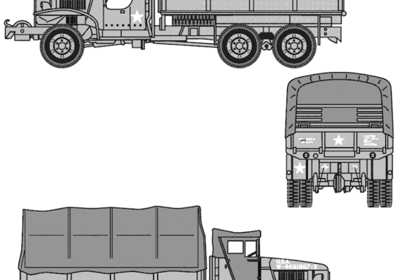 Truck GMC CCKW-353 2.5t 6x6 - drawings, dimensions, figures