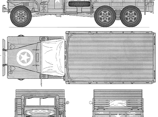 Truck GMC CCKW-353 2.5ton 6x6 (1941) - drawings, dimensions, figures