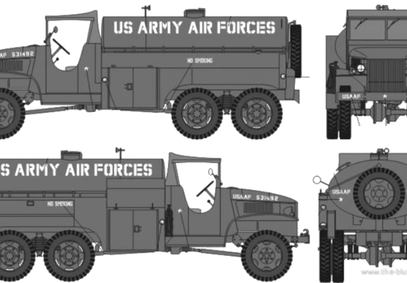 GMC CCKW-353 Airfield Fuel Tanker truck - drawings, dimensions, pictures