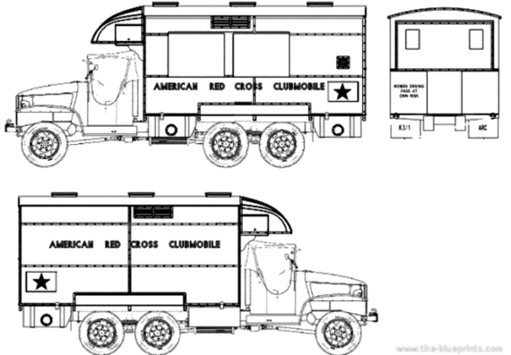 GMC CCKW-353 Clubmobile truck - drawings, dimensions, pictures