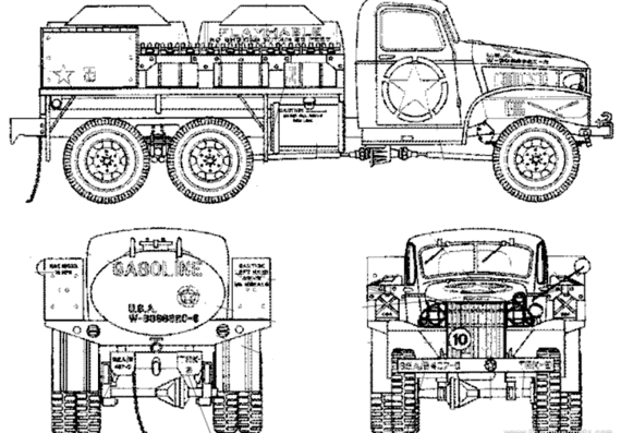 Грузовик GMC CCKW-353 Fuel Tanker - чертежи, габариты, рисунки