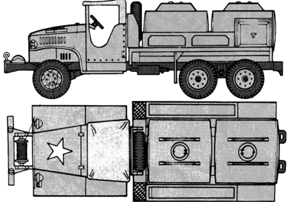 Грузовик GMC CCKW-353 Gasoline Tank Truck - чертежи, габариты, рисунки
