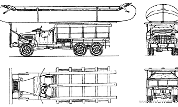 Грузовик GMC CCKW-353 Pontoon Transport - чертежи, габариты, рисунки