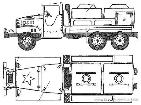 Грузовик GMC CCKW-353 Tanker Truck - чертежи, габариты, рисунки