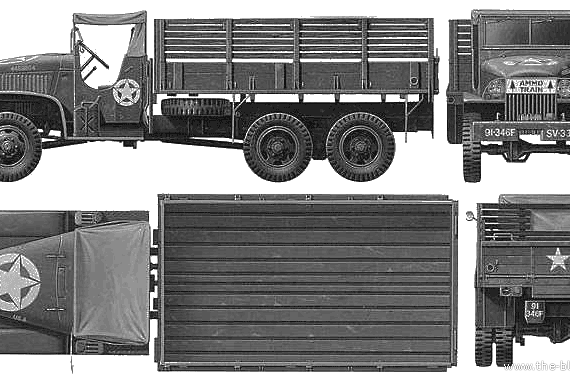 Грузовик GMC CCKW 2.5ton 6x6 Truck - чертежи, габариты, рисунки