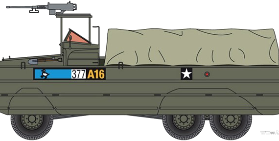 Грузовик GMC DUKW-353 2.5-ton 6x6 - чертежи, габариты, рисунки
