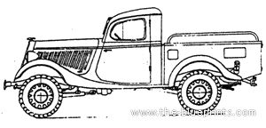 Грузовик Gaz 61-415 - чертежи, габариты, рисунки