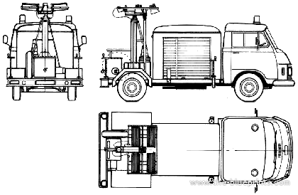 Грузовик Hanomag-Henschel F35 Fire Truck (1966) - чертежи, габариты, рисунки