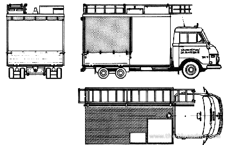 Грузовик Hanomag-Henschel F35 Fire Truck (1969) - чертежи, габариты, рисунки