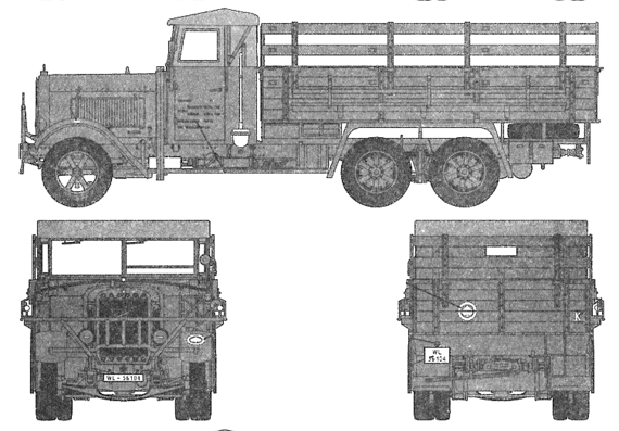 Henschel 33D1 truck - drawings, dimensions, figures