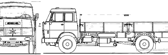 Грузовик Henschel HS19 TL Double Cab - чертежи, габариты, рисунки