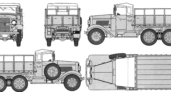 IJA Type 94 6-Wheel Cargo Carrier Canvas top-2 truck - drawings, dimensions, pictures