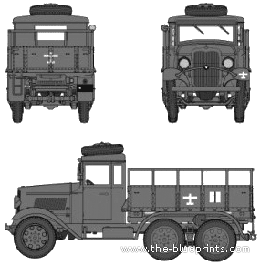 Грузовик IJA Type 94 6-Wheel Cargo Carrier Hard Top - чертежи, габариты, рисунки