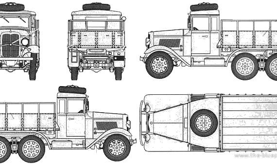 Грузовик IJA Type 94 6-Wheel Cargo Carrier Hardtop - чертежи, габариты, рисунки