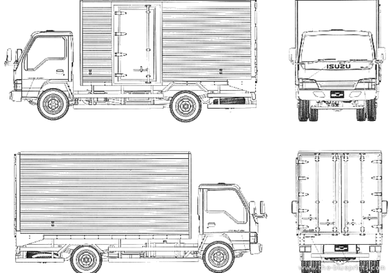 Truck Isuzu Elf - drawings, dimensions, pictures